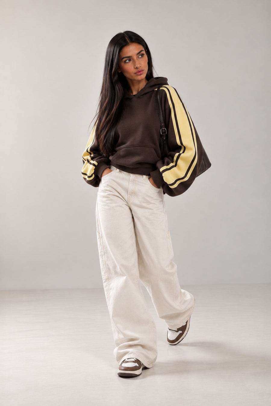 Brown Striped Hoodie