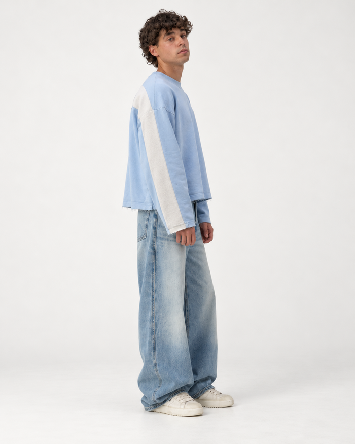 Sky Blue Double Face Crewneck