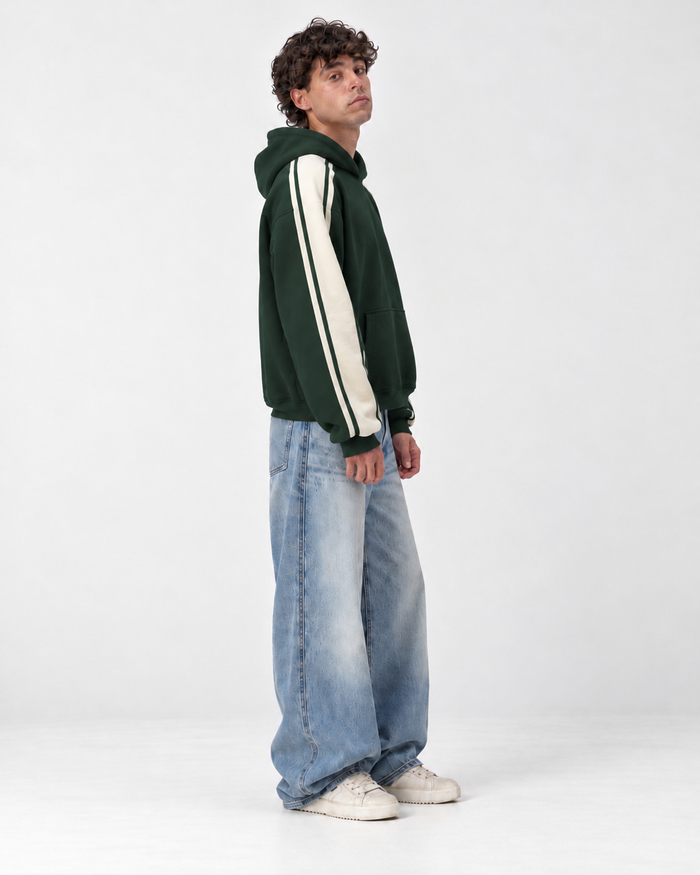 Forest Green Striped Hoodie