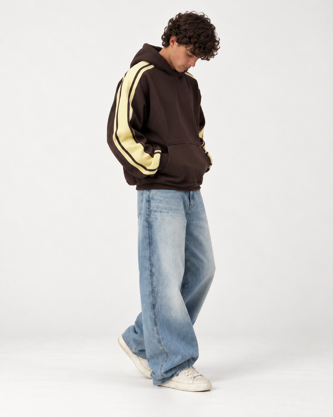 Brown Striped Hoodie, front