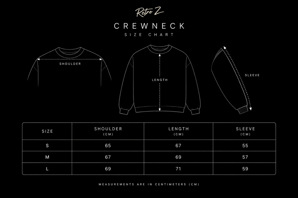 Sky Blue Double Face Crewneck size chart